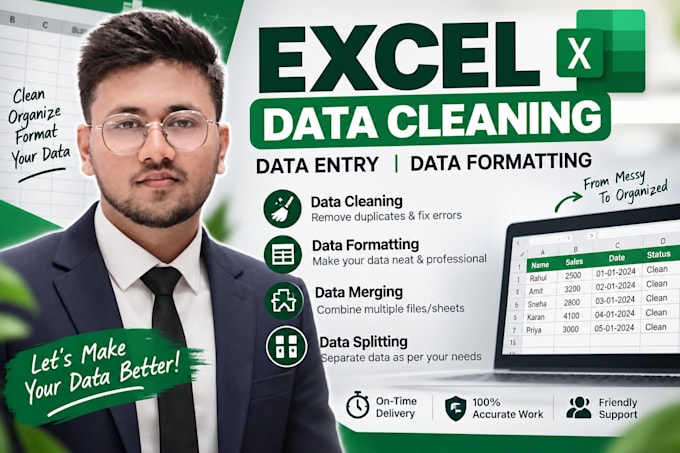 clean, format, merge, split excel data