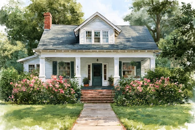 paint watercolor house portrait