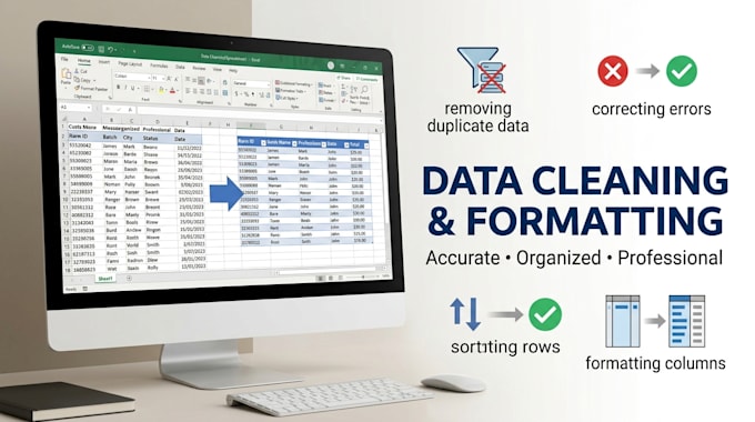 clean, format, merge, split excel data