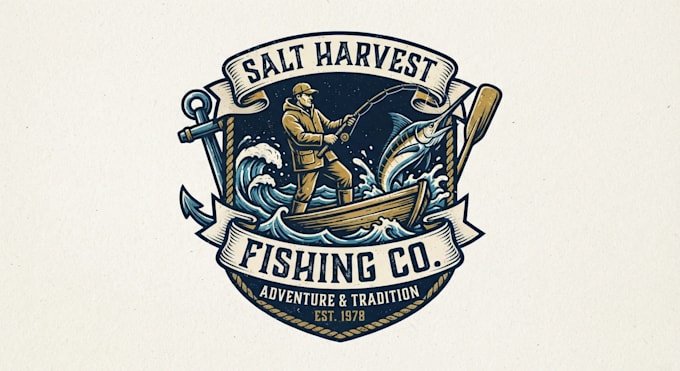 design a powerful and memorable fisherman logo