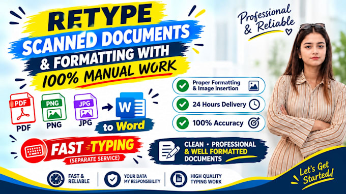 retype scanned PDF to word with formatting and data entry