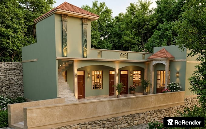 create 3d house model and exterior design in sketchup