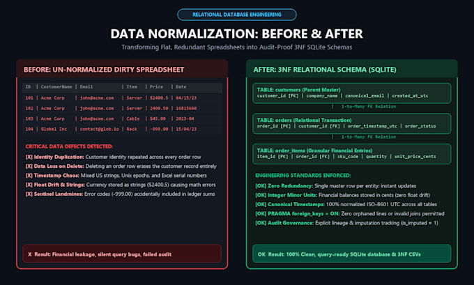 normalize your data into an audit ready 3nf sqlite database