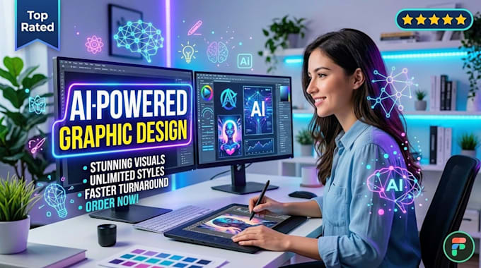 do professional ai powered graphic design and illustrations