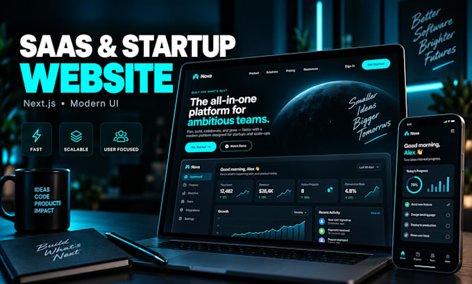 build a modern nextjs saas website with react