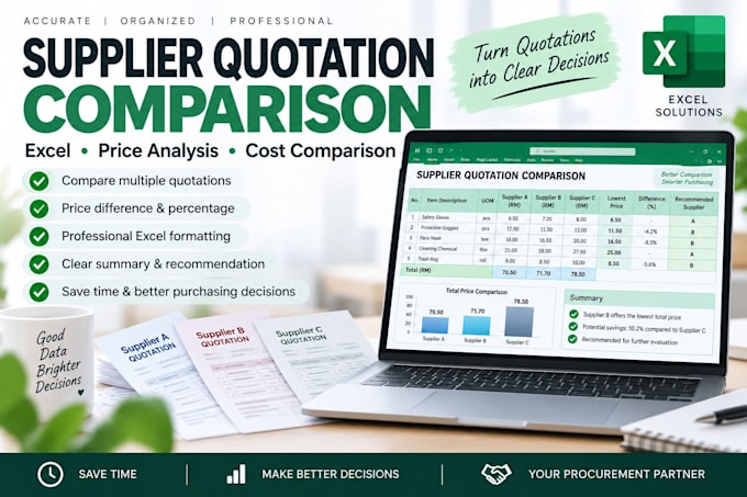 create a professional supplier quotation comparison in excel