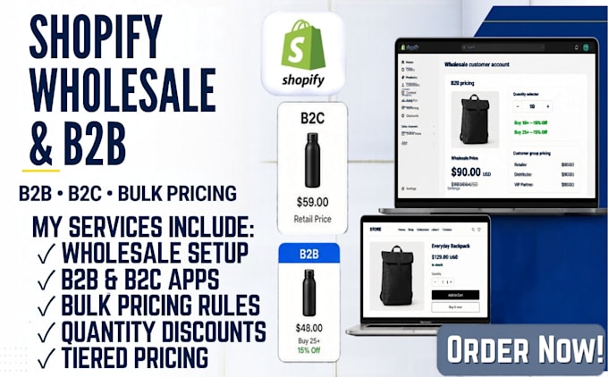 setup shopify wholesale pricing, b2b and b2c apps with custom bulk pricing rules