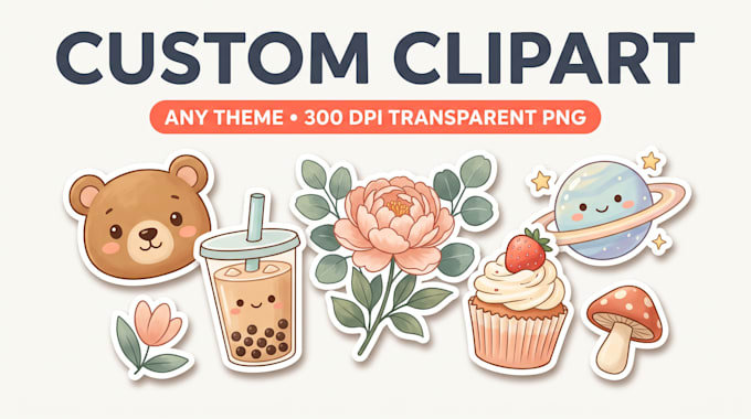 custom clipart illustrations for pod, stickers, and etsy