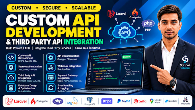 do custom and secure rest API development and integrate third party apis