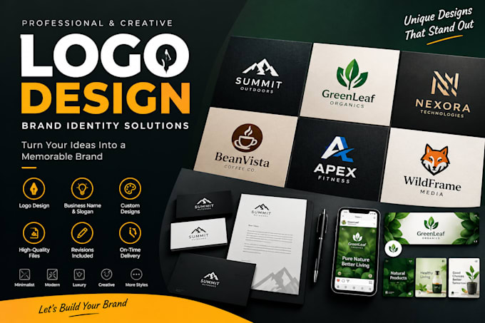create a unique logo, business name and catchy tagline