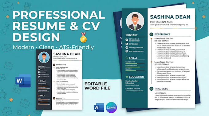 professionally format and design your resume or CV in word