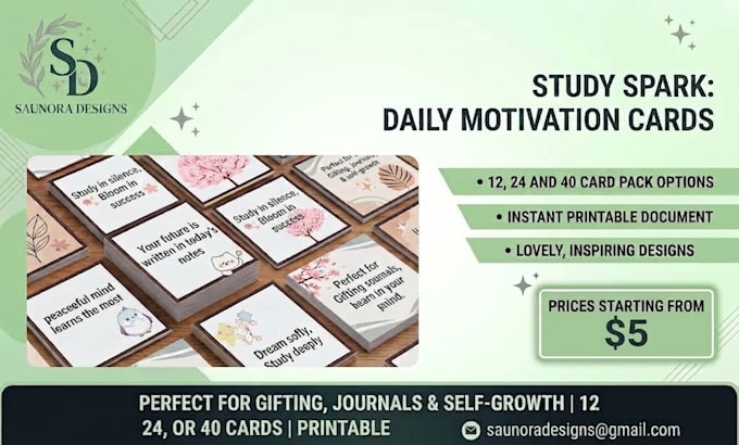 design motivational and printable study cards