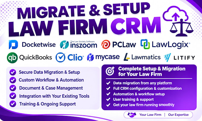 migrate docketwise inszoom pclaw lawlogix quickbook clio mycase lawmatics litify