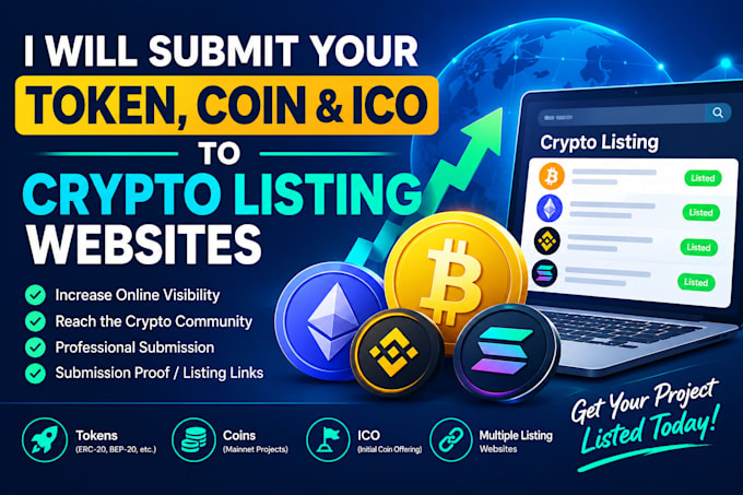 submit your token, coin and ico to crypto listing websites