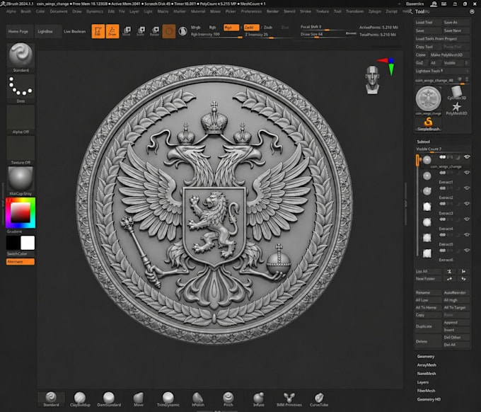 high quality 3d coin and bas relief models for 3d printing