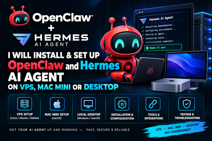 install openclaw setup hermes agent on vps or local desktop mac mini ai agent