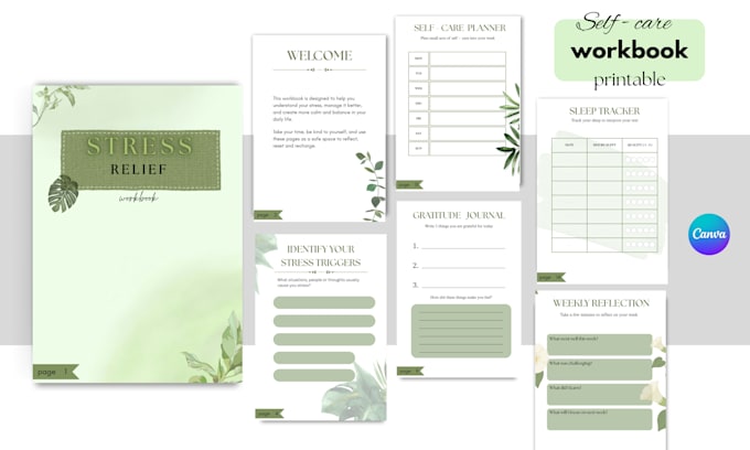 design a beautiful printable self care workbook