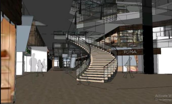 design staircase shop with cad drawing and technical 3d model