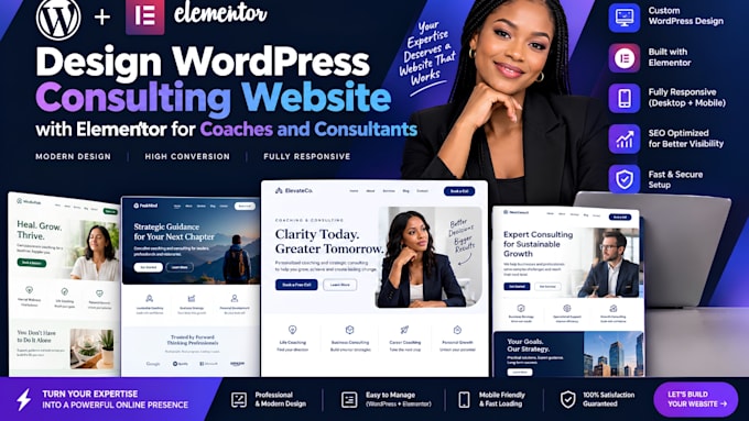 design wordpress consulting website with elementor for coaches and consultants