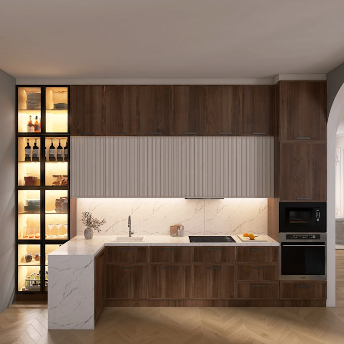 do modern 3d interior design and realistic rendering