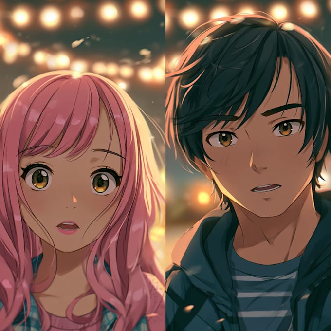 draw anime couple illustration