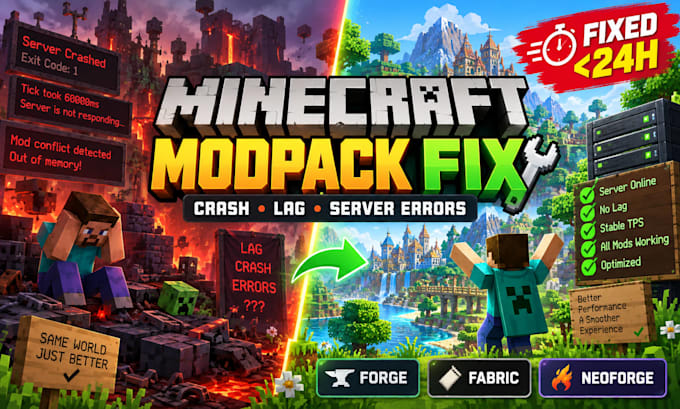 fix optimize minecraft modpack server forge fabric neoforge less than 24 hours