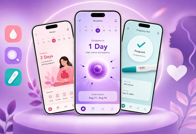 develop ai pregnancy test app, menstrual cycle tracker app, ovulation tracker