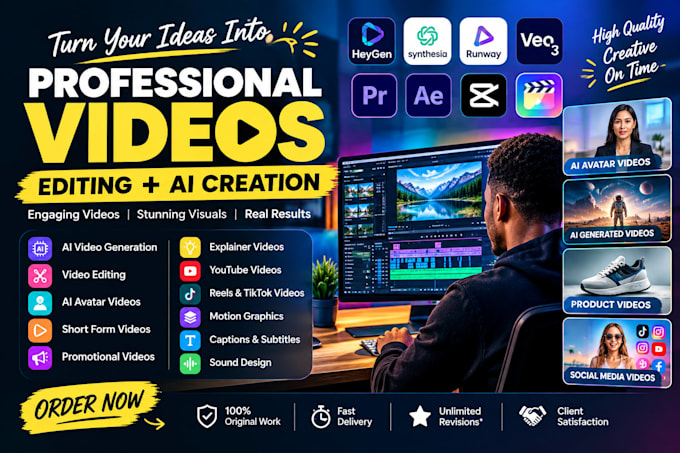 create ai videos, edit videos and make engaging