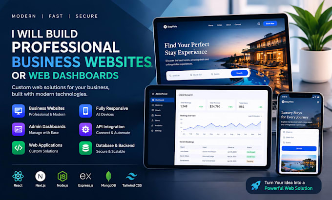 build a professional business website or web dashboard