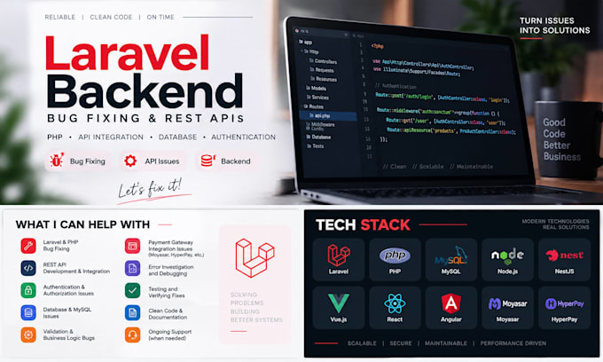 develop and fix laravel backend rest apis