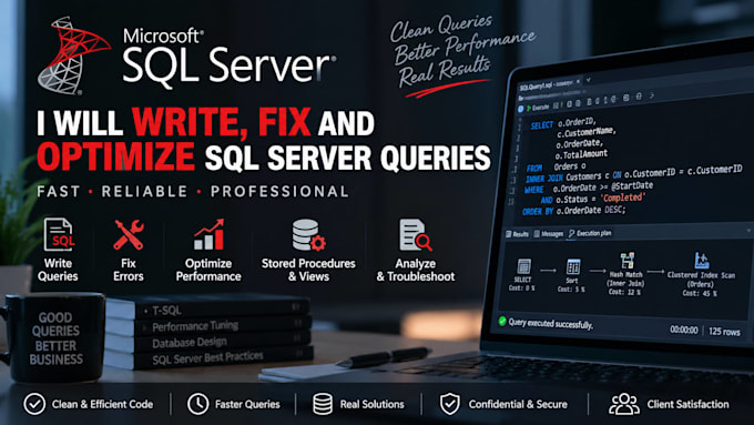 fix, debug and optimize microsoft sql server queries