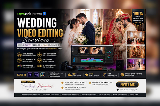 edit cinematic wedding highlight films, teasers and reels