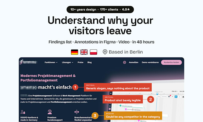 do usability testing of your website or app in german on video with report