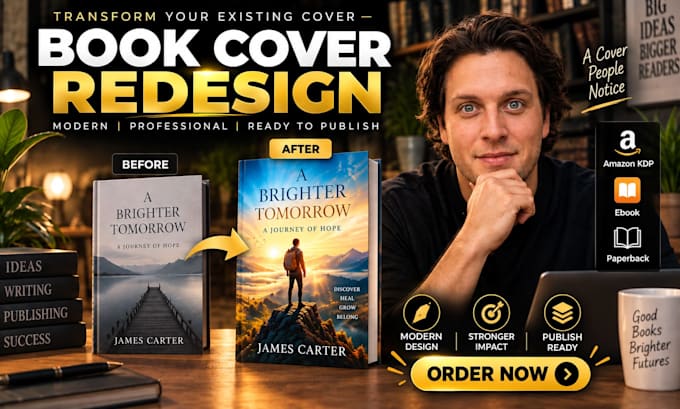 do book cover redesign for amazon KDP, ebook and paperback
