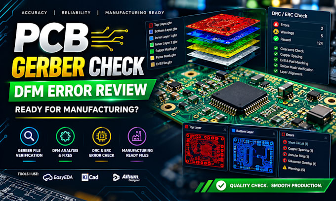 check, review and fix pcb gerber files for manufacturing