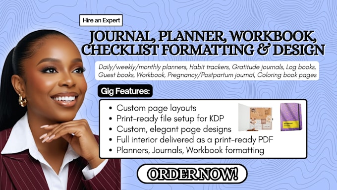 design, format your planner, journal, checklist, workbook, log book for KDP