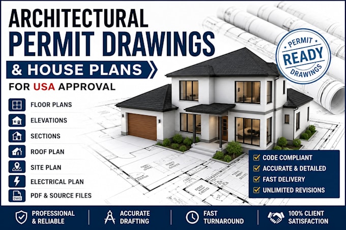 create architectural permit drawings plans for USA approval