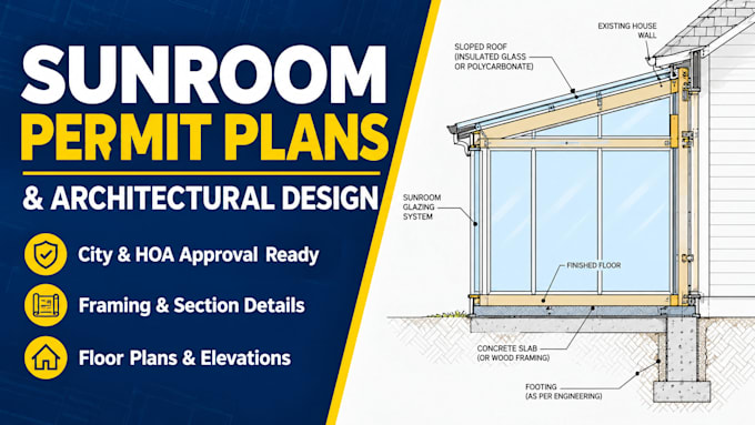 design a sunroom permit drawing and architectural plan
