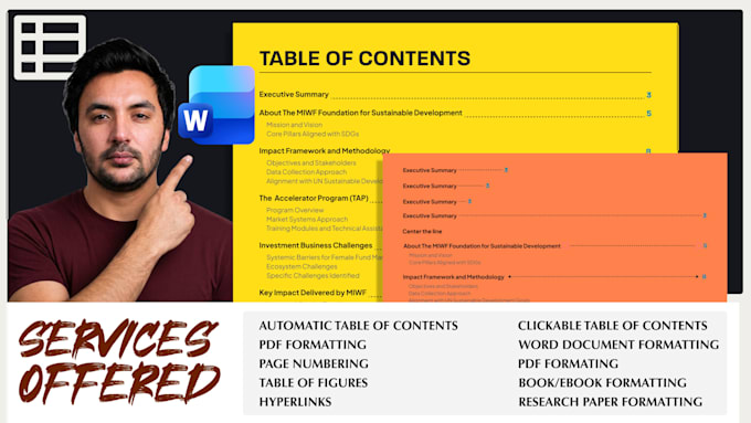 create a clickable table of contents and professionally format your document