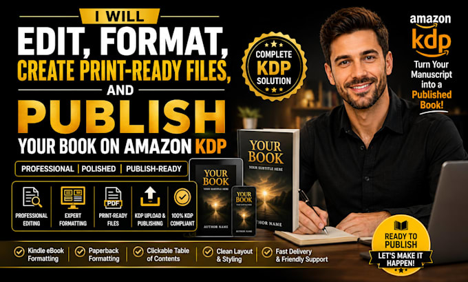 edit, publish and format your book for amazon KDP book with print ready files