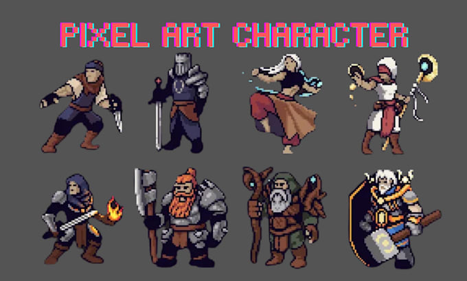 create pixel art character, sprite sheet, 8, 16 bit and animation for your game