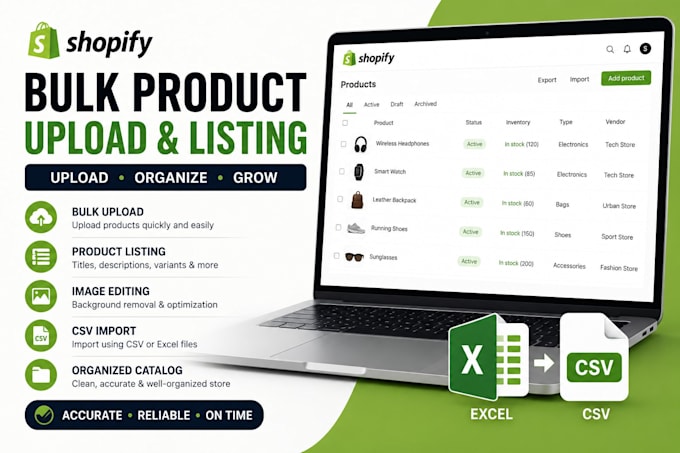 upload and organize products on shopify in bulk