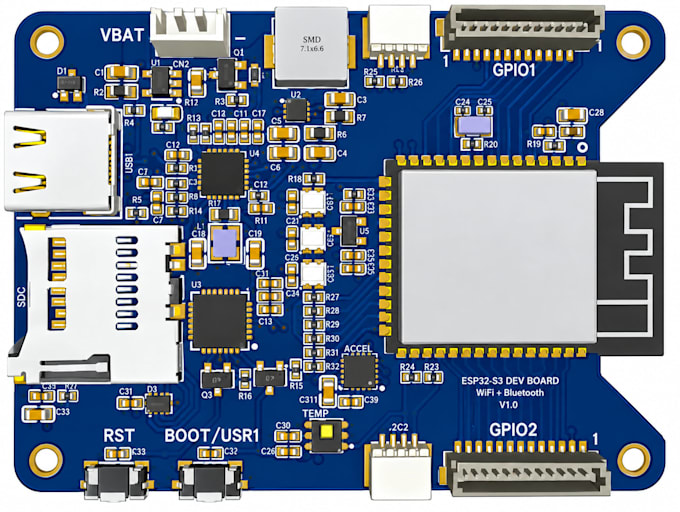 design iot pcb with wifi bluetooth lora gps and sensor interfaces