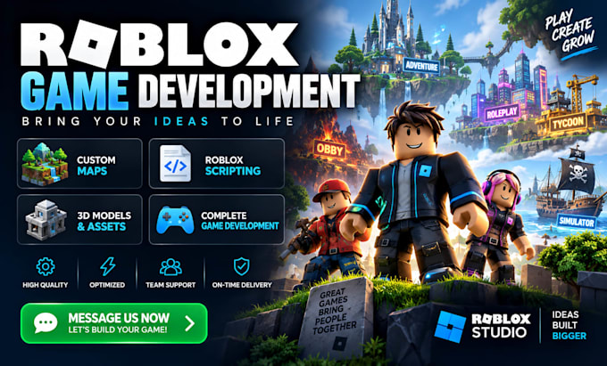 develop custom roblox games with roblox scripting, roblox maps and 3d models