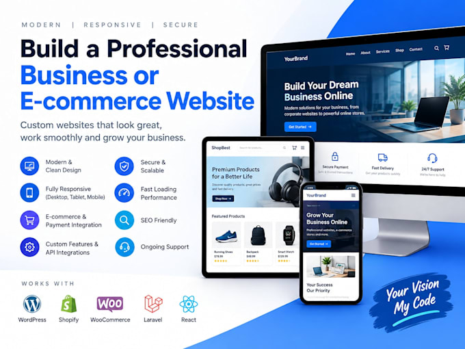 build a professional business or e commerce website