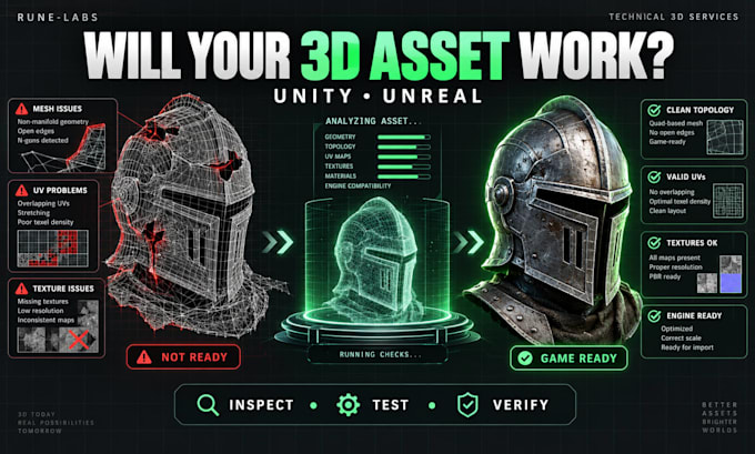 test your 3d asset for unity or unreal
