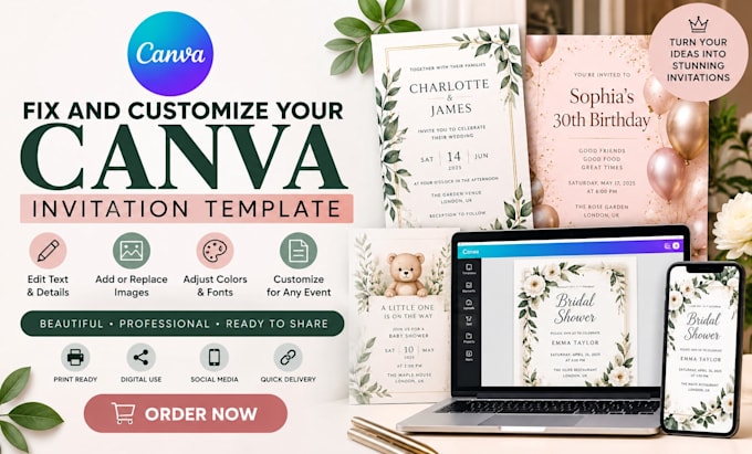 fix and customize your canva invitation template