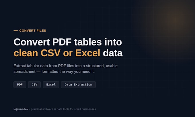 convert your PDF tables into clean CSV or excel data