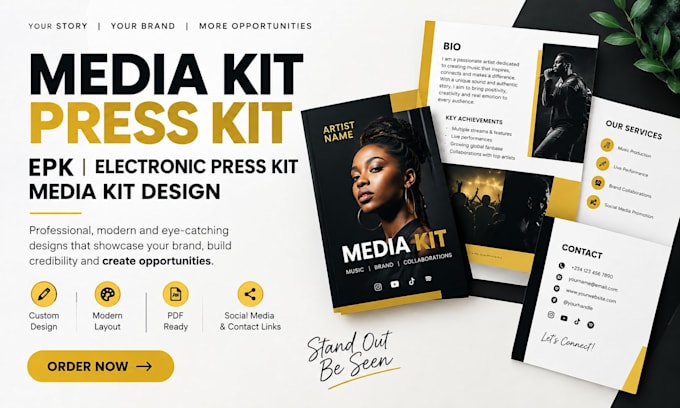 design media kit, press kit, epk, electronic press kit, and media kit design