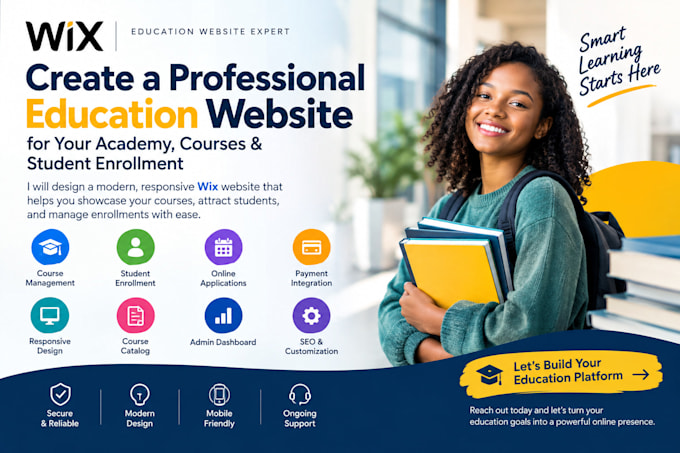 create wix website for education academy courses and student enrollment